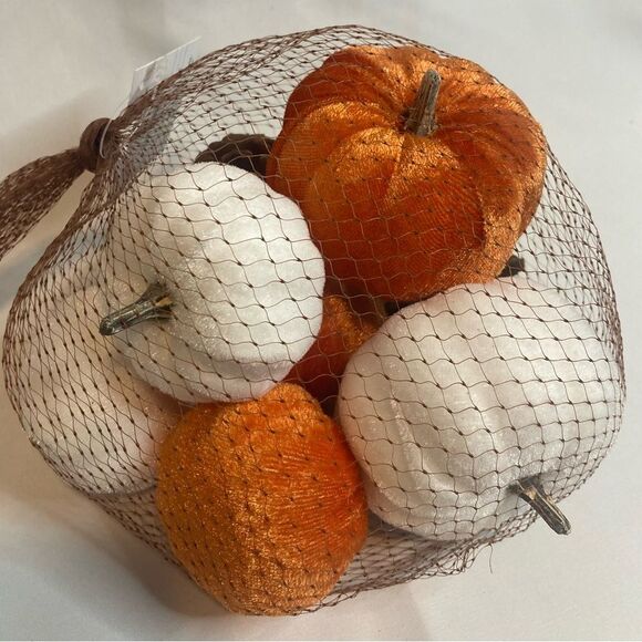 10 Pc White Orange Pumpkins Gourds Pinecones Fall Tiered Tray Table Decor Craft - Picture 1 of 4